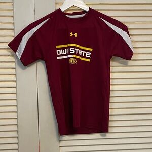 Under Armour Maroon Kids' 'Cow State' Athletic Tee with White & Yellow Accents